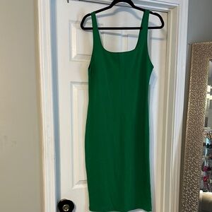 Zara Green Sleeveless Sheath Dress Square Neck Midi